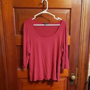 Eileen Fisher Scoop Neck 3/4 Sleeve Top in Roseberry